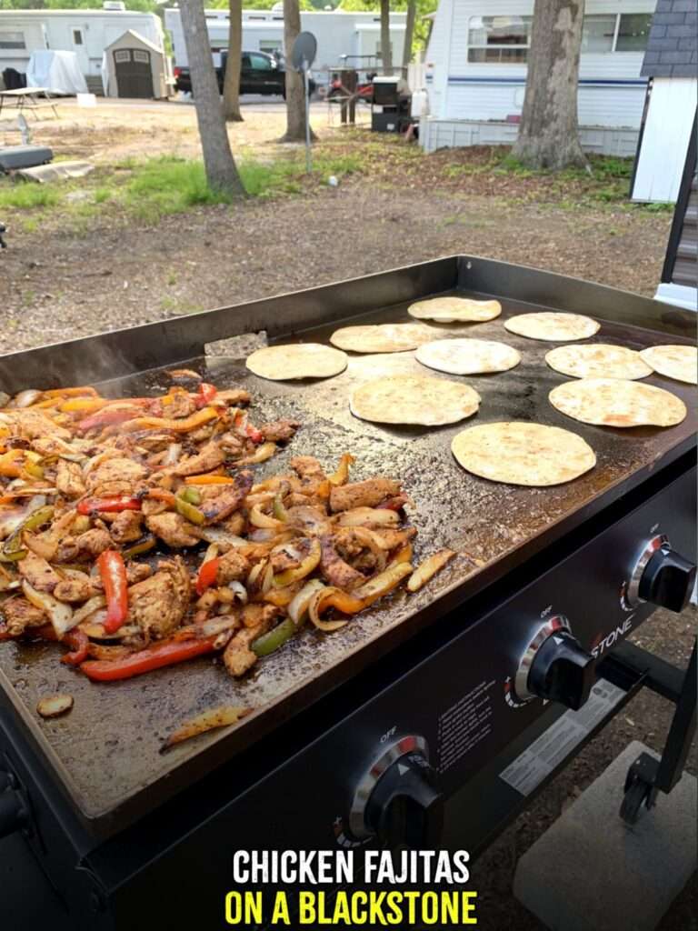 chicken fajitas on a blackstone 