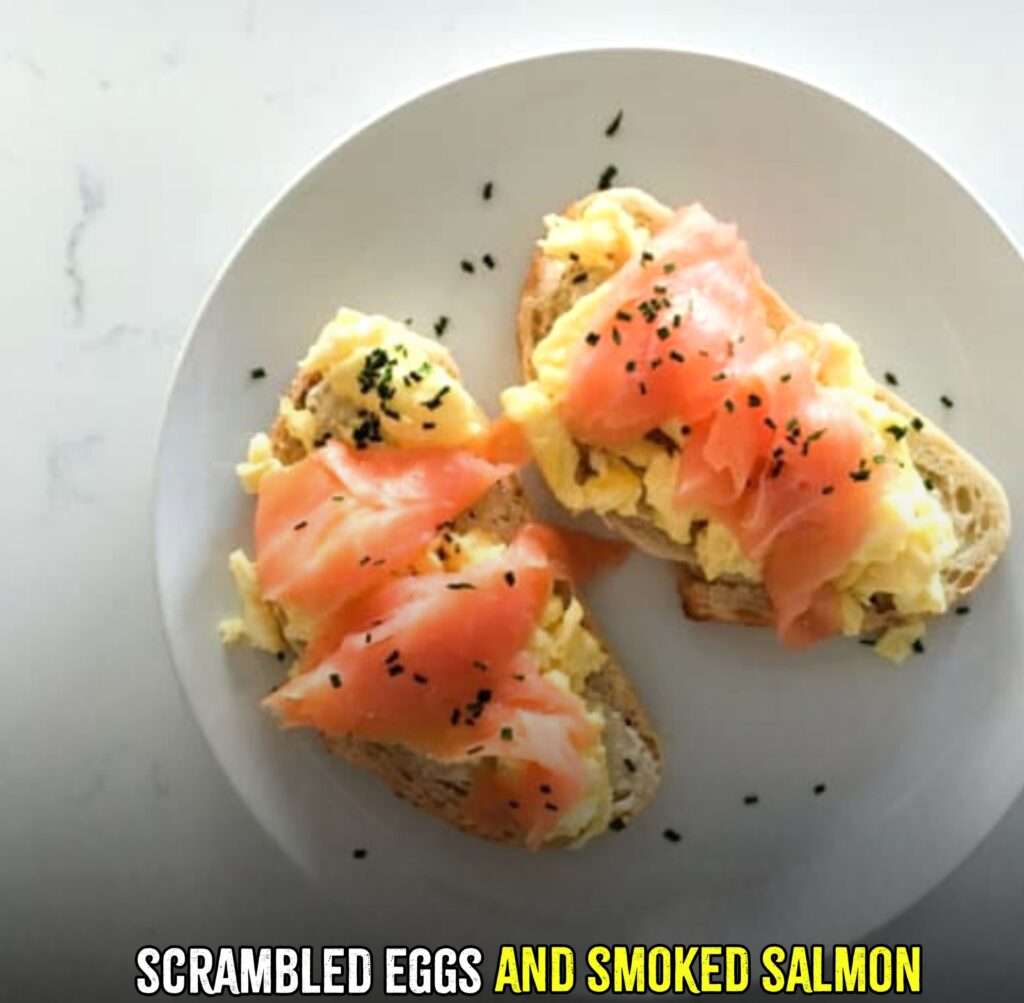 scrambled eggs and smoked salmon