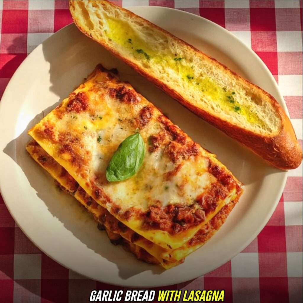 Garlic bread with lasagna