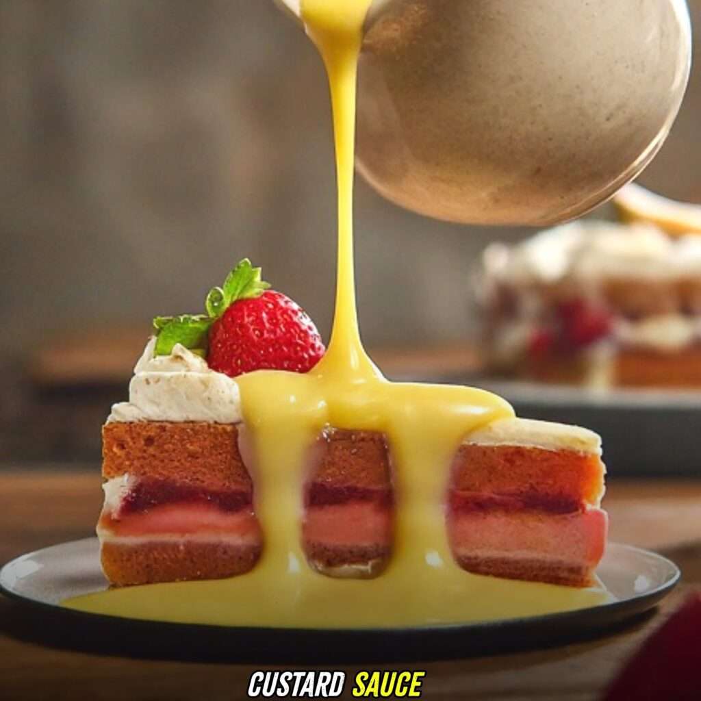 strawberry cake filling with custard sauce