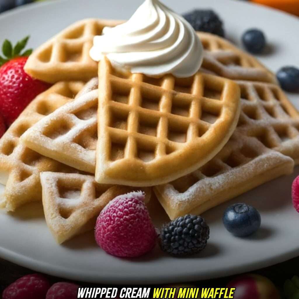 Whipped cream with mini waffles