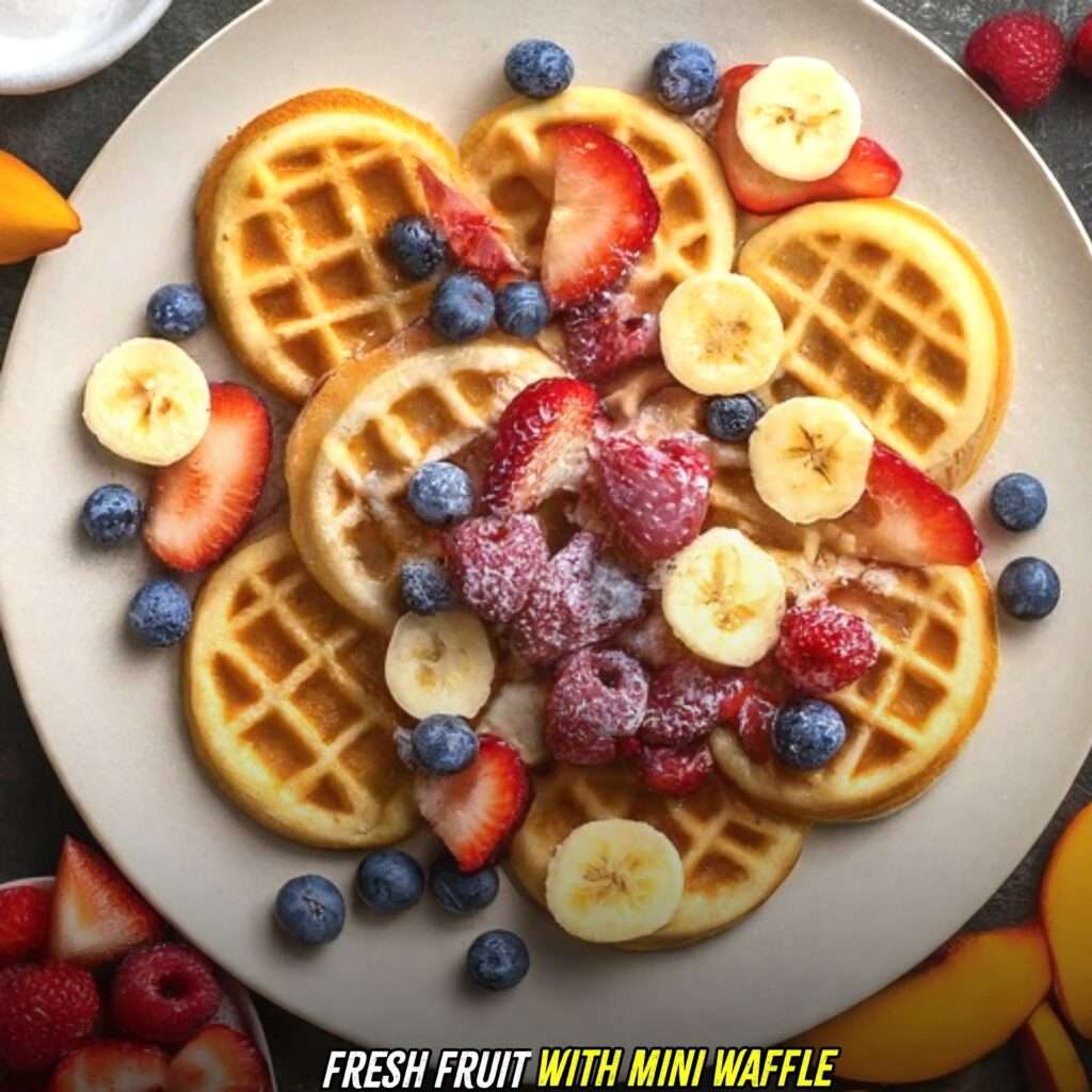 fresh fruits with mini waffles