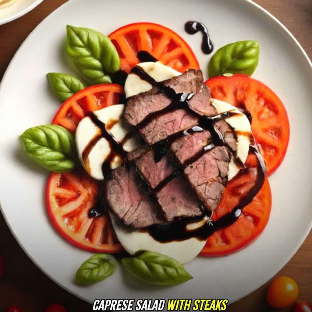 caprese salad with steak alfredo