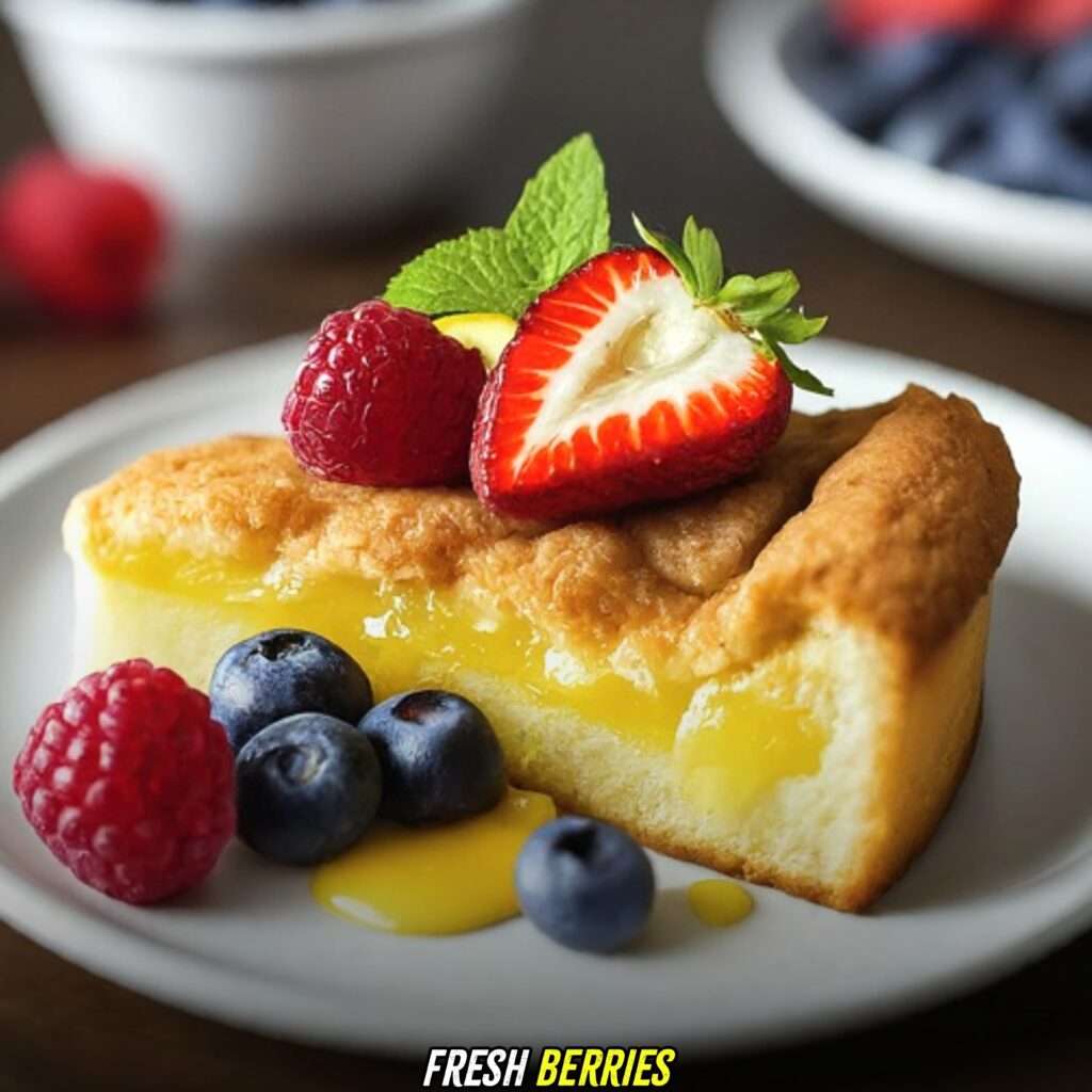 Fresh Berries with lemon dump cake 