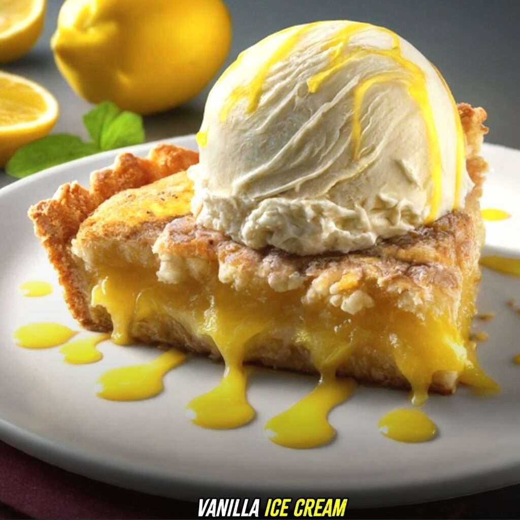 Vanilla Ice Cream with lemon dump cake 