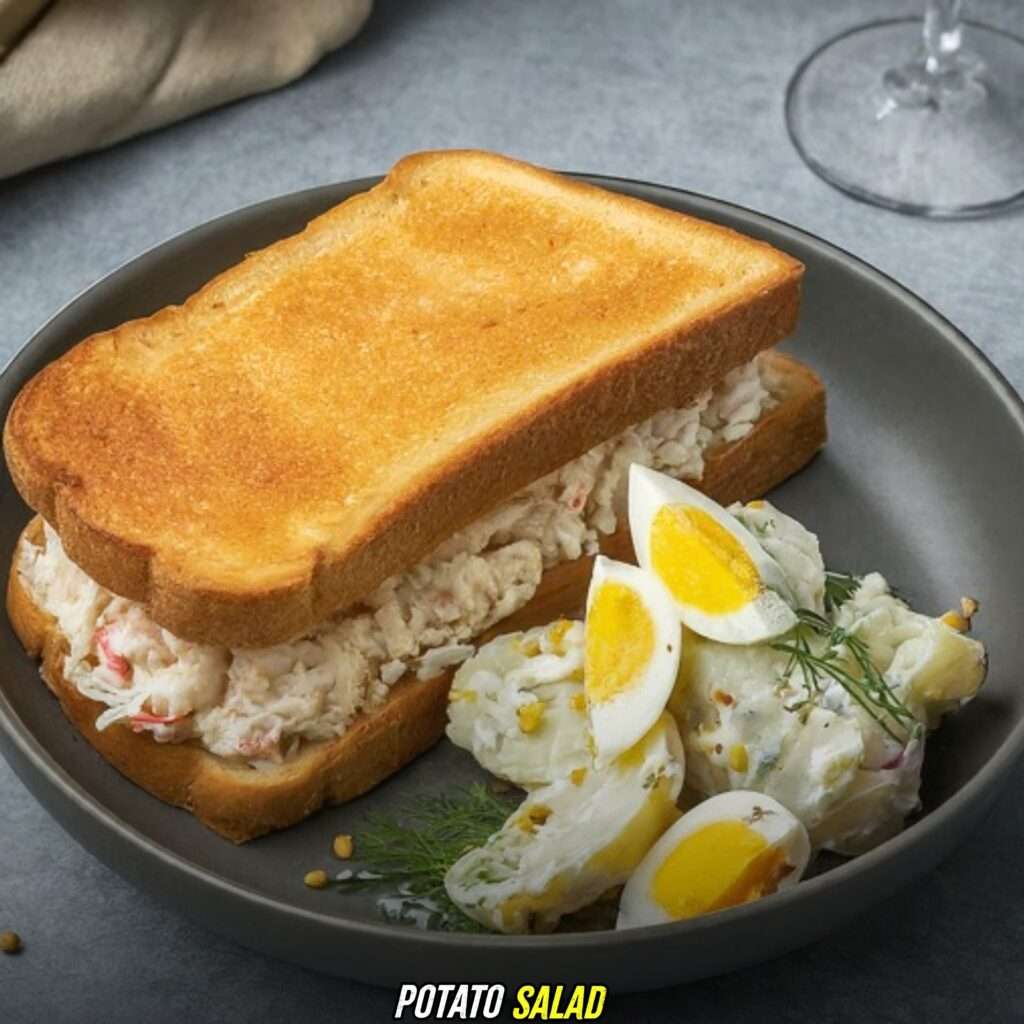 Potato Salad with crab sandwich 