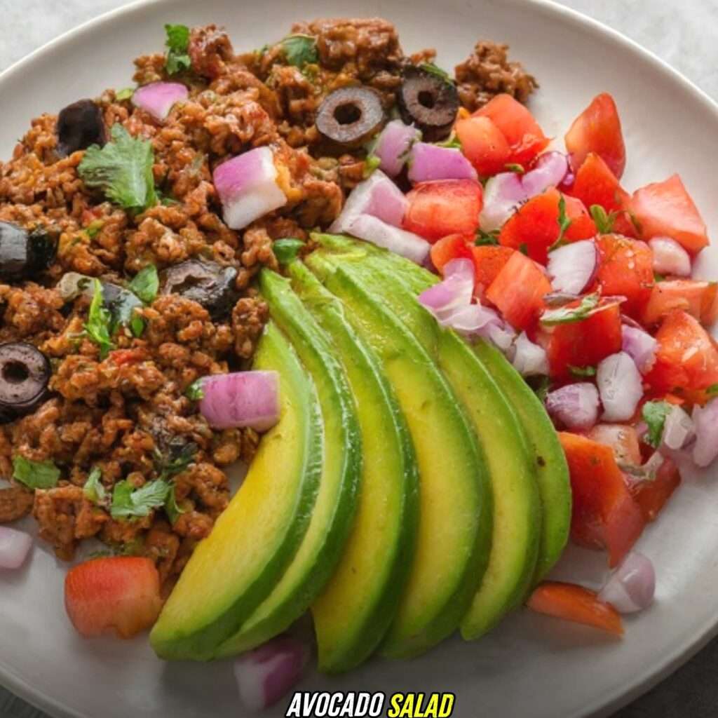 Avocado Salad with Puerto Rican Picadillo