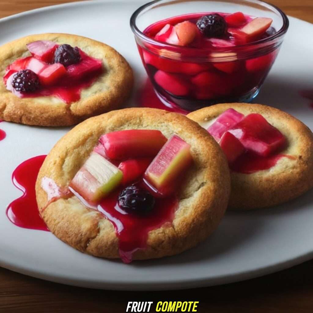 Fruit Compote with Rhubarb Cookies