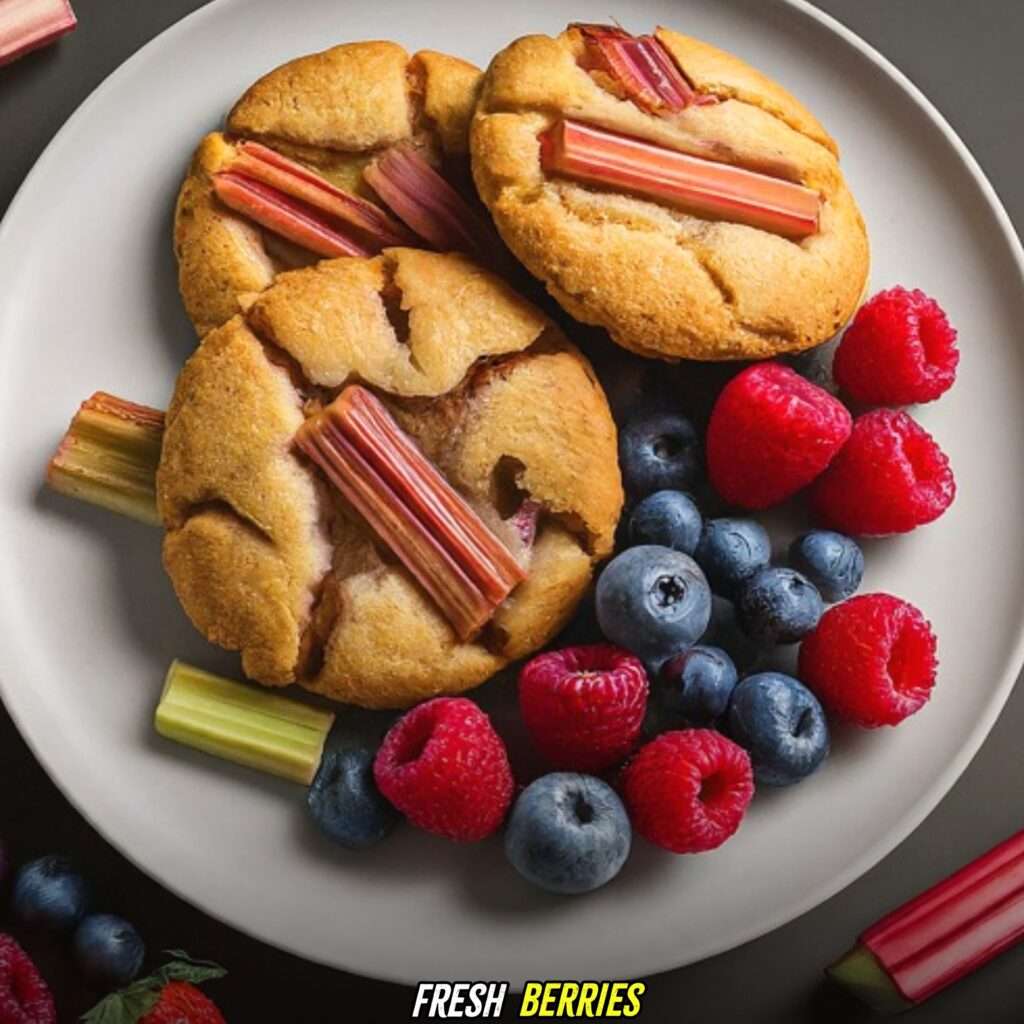 Fresh Berries with Rhubarb Cookies