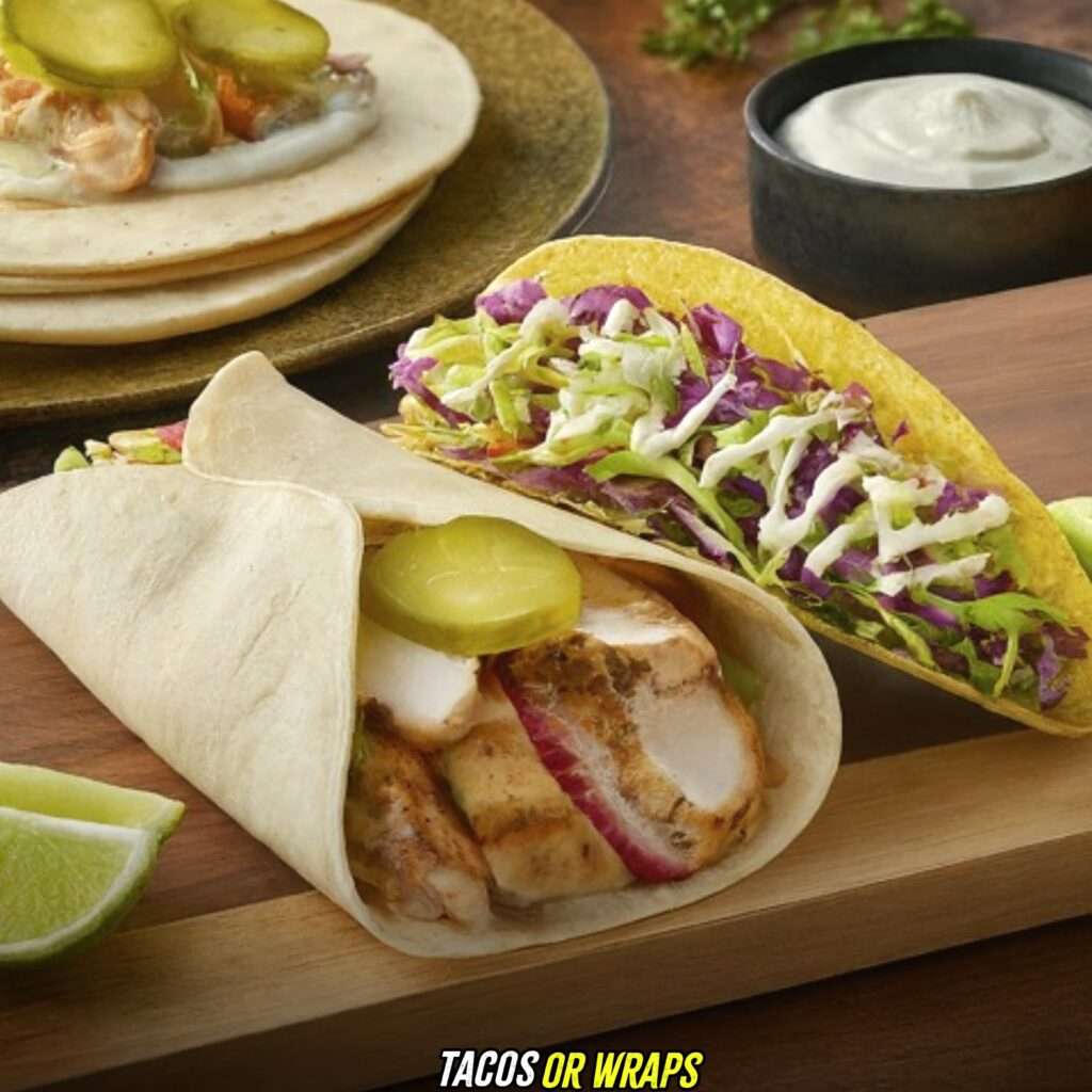 Tacos or Wraps with Green Tomato Pickle