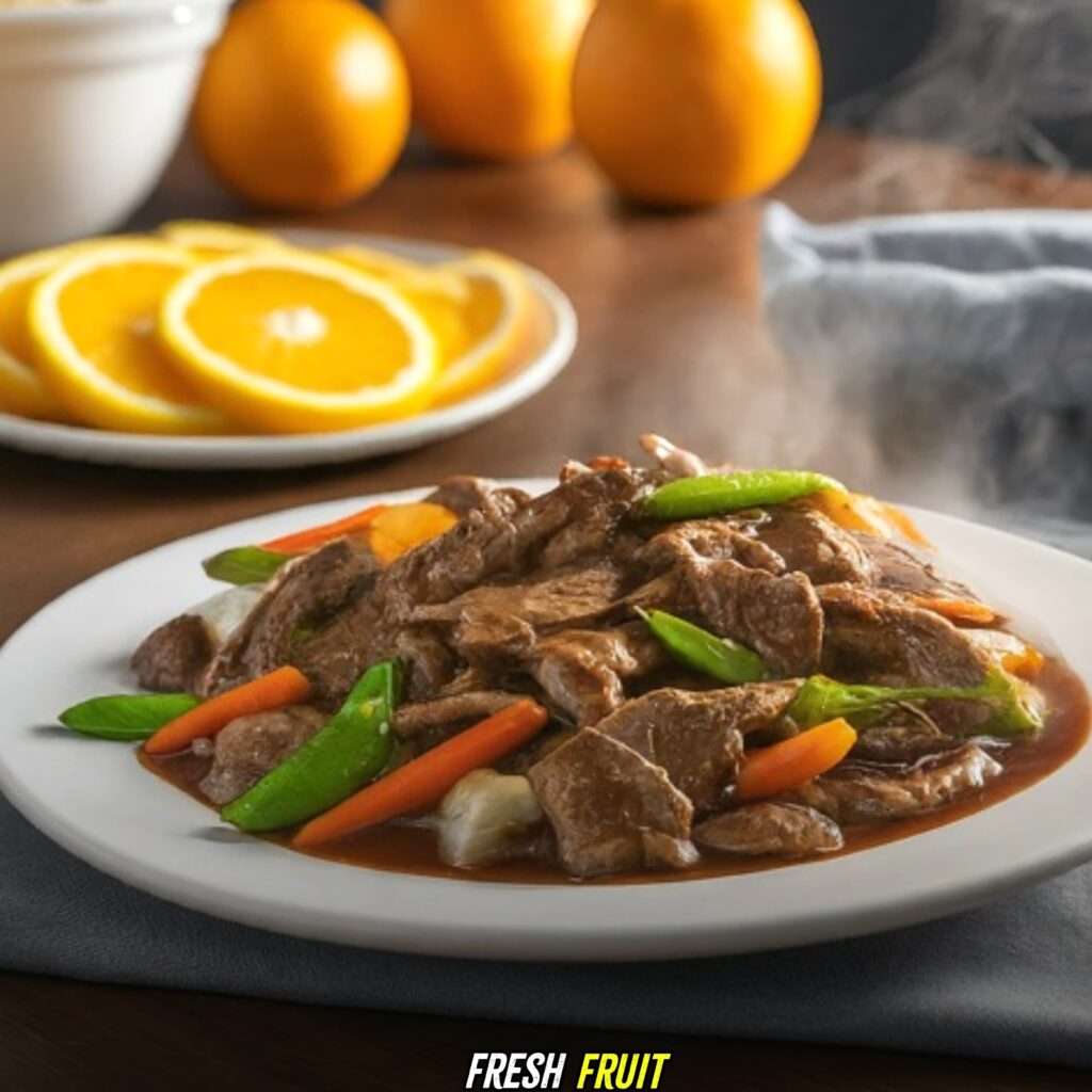 Fresh Fruit with Beef Chop Suey