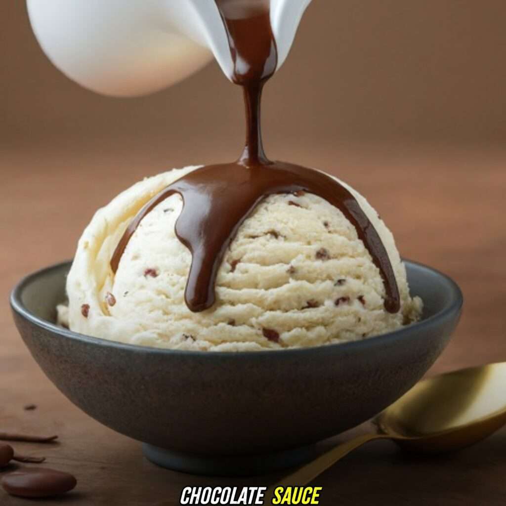 Vanilla Bean Ice Cream with chocolate sauce