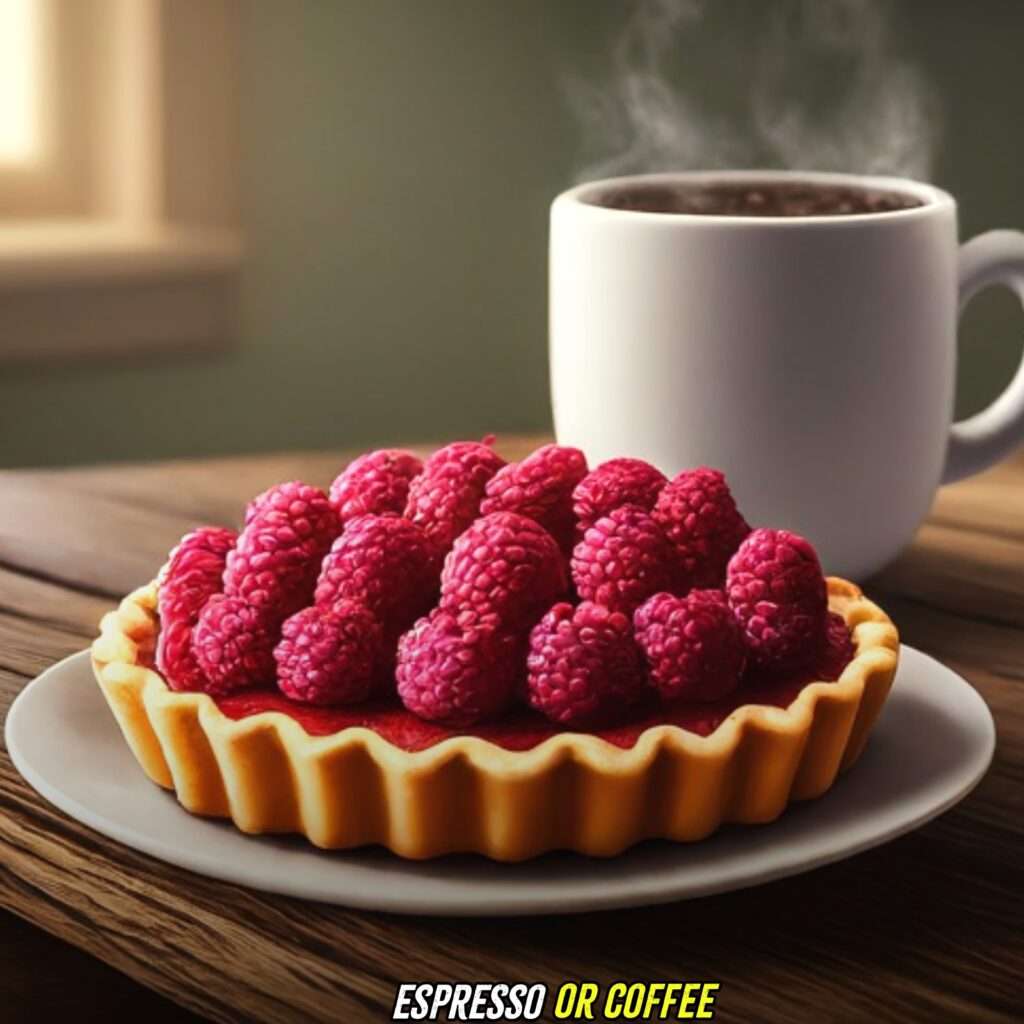 Espresso or Coffee with raspberry tart