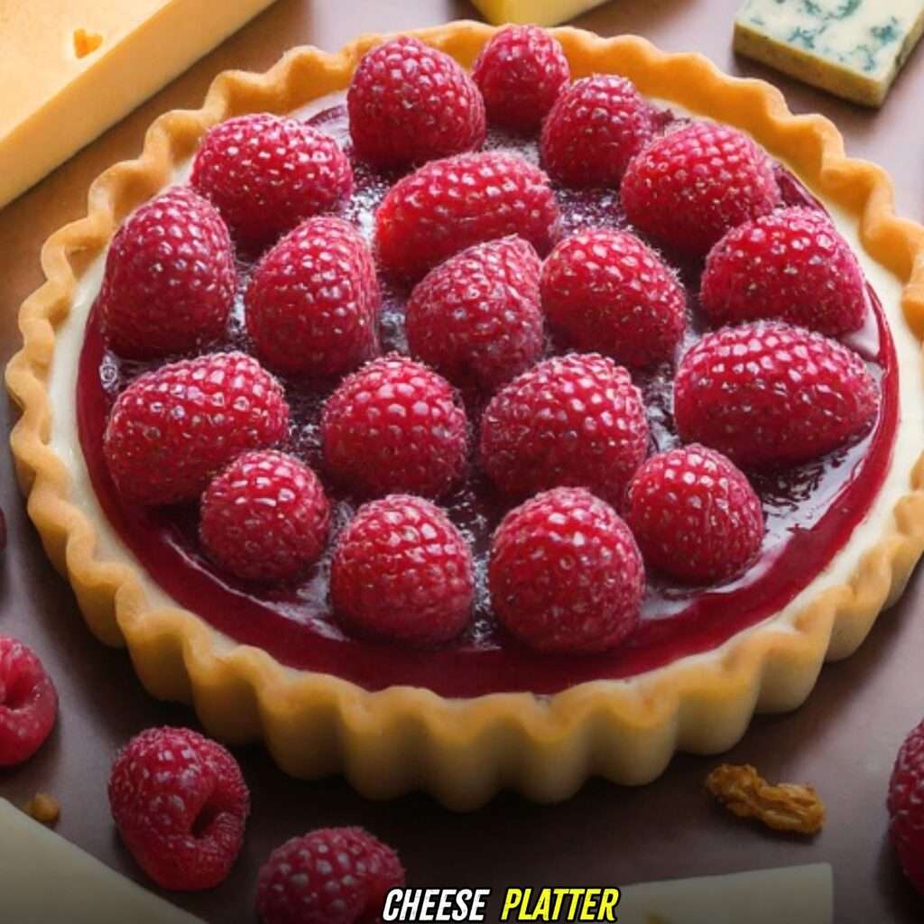 Cheese Platter with raspberry tart