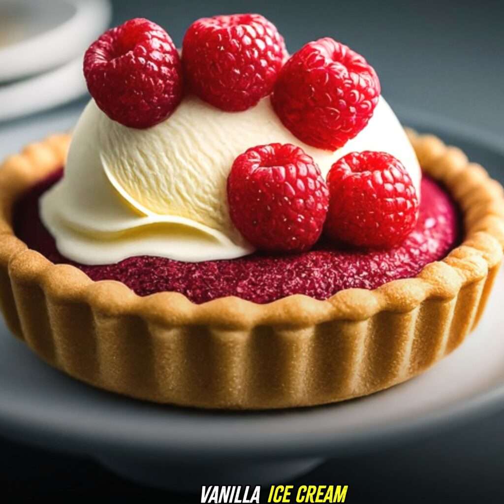 Vanilla Ice Cream with raspberry tart