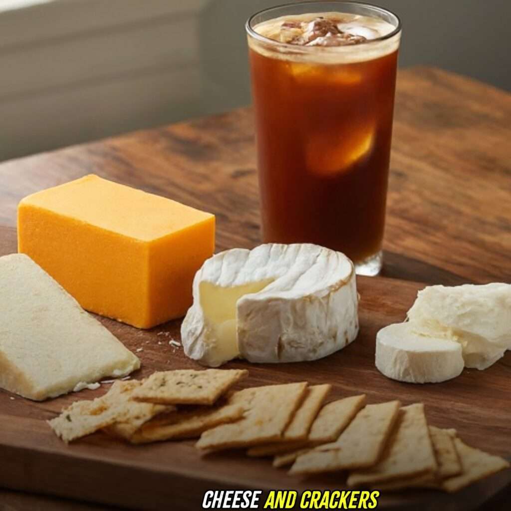 Cheese and Crackers with Iced Americano