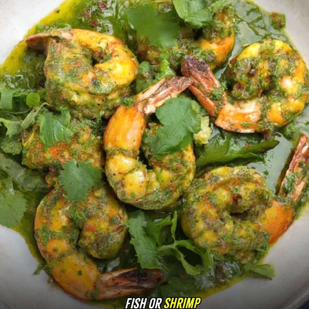 Fish or Shrimp with green seasoning