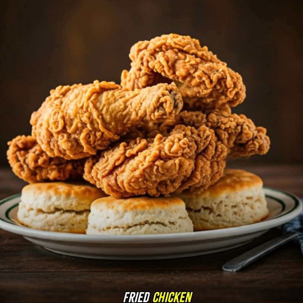 Fried Chicken with Cracker Barrel Biscuit