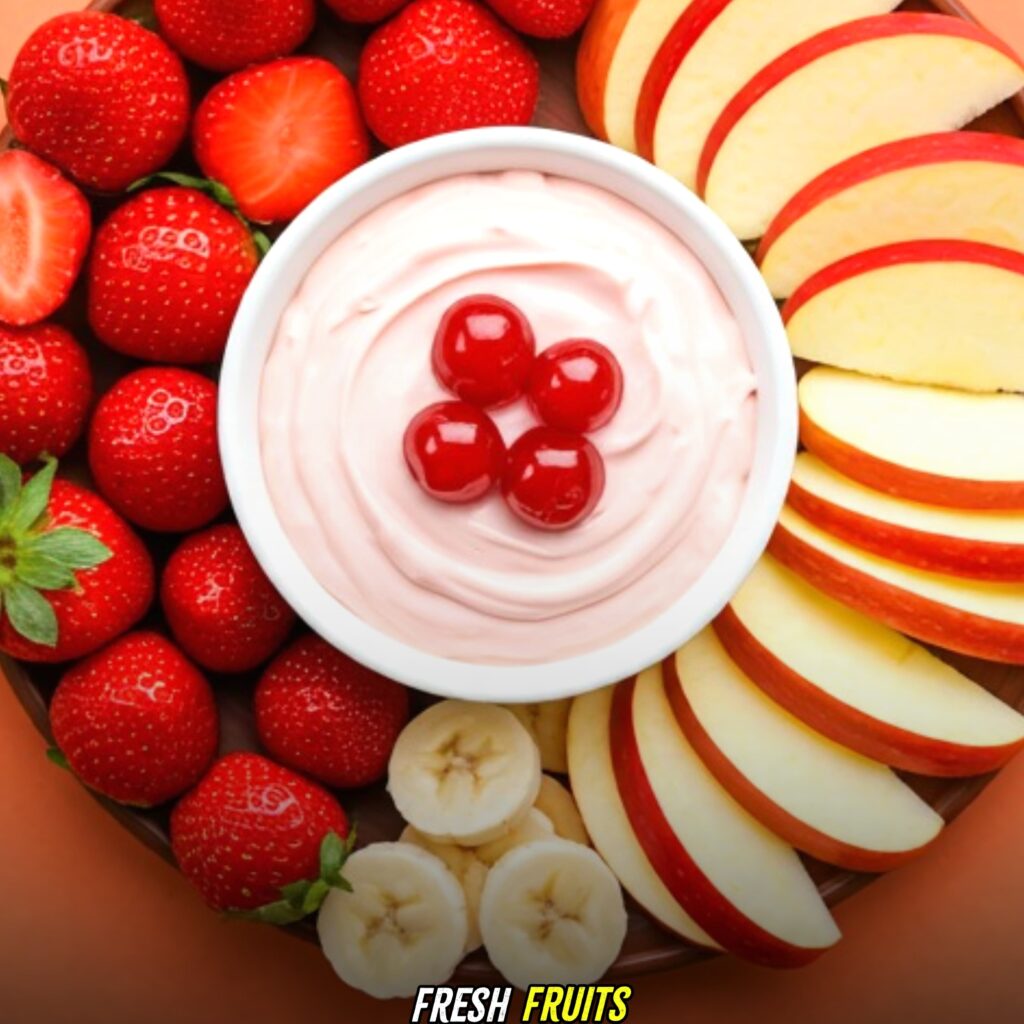 Fresh Fruits with cheesecake dip 