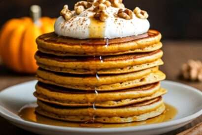 Thumbnail for Healthy Pumpkin Spice Pancakes Recipe