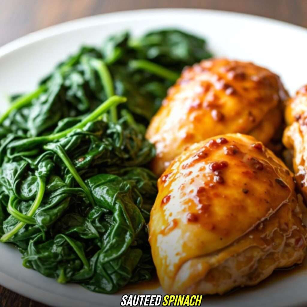 Sautéed Spinach with honey butter chicken