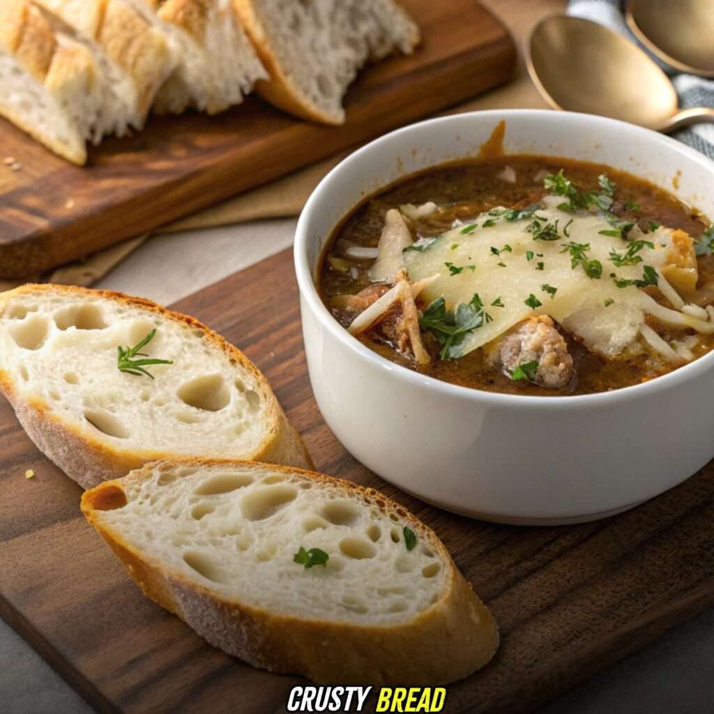 Crusty Bread with french onion soup chicken