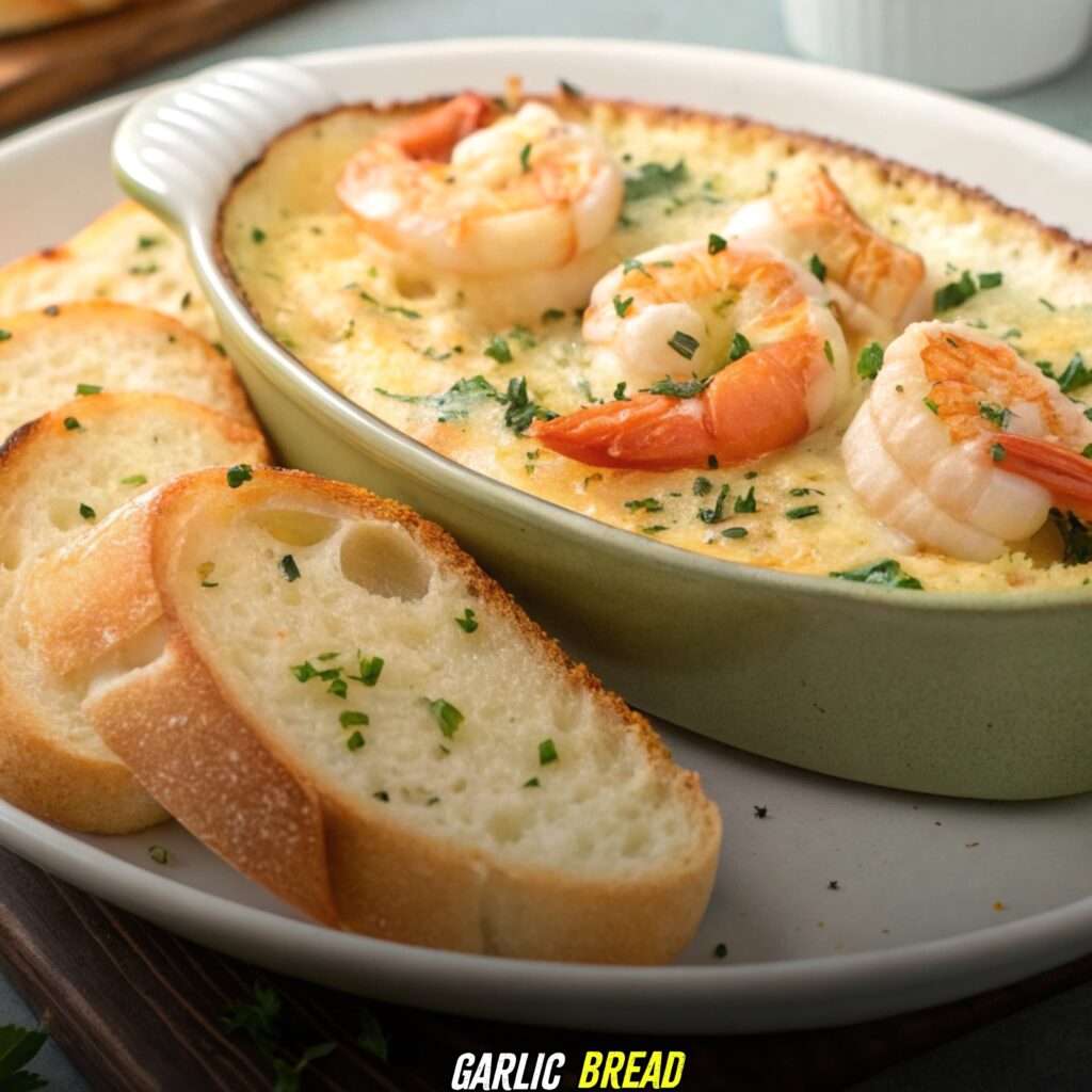 garlic bread with Garlic Shrimp Gratin