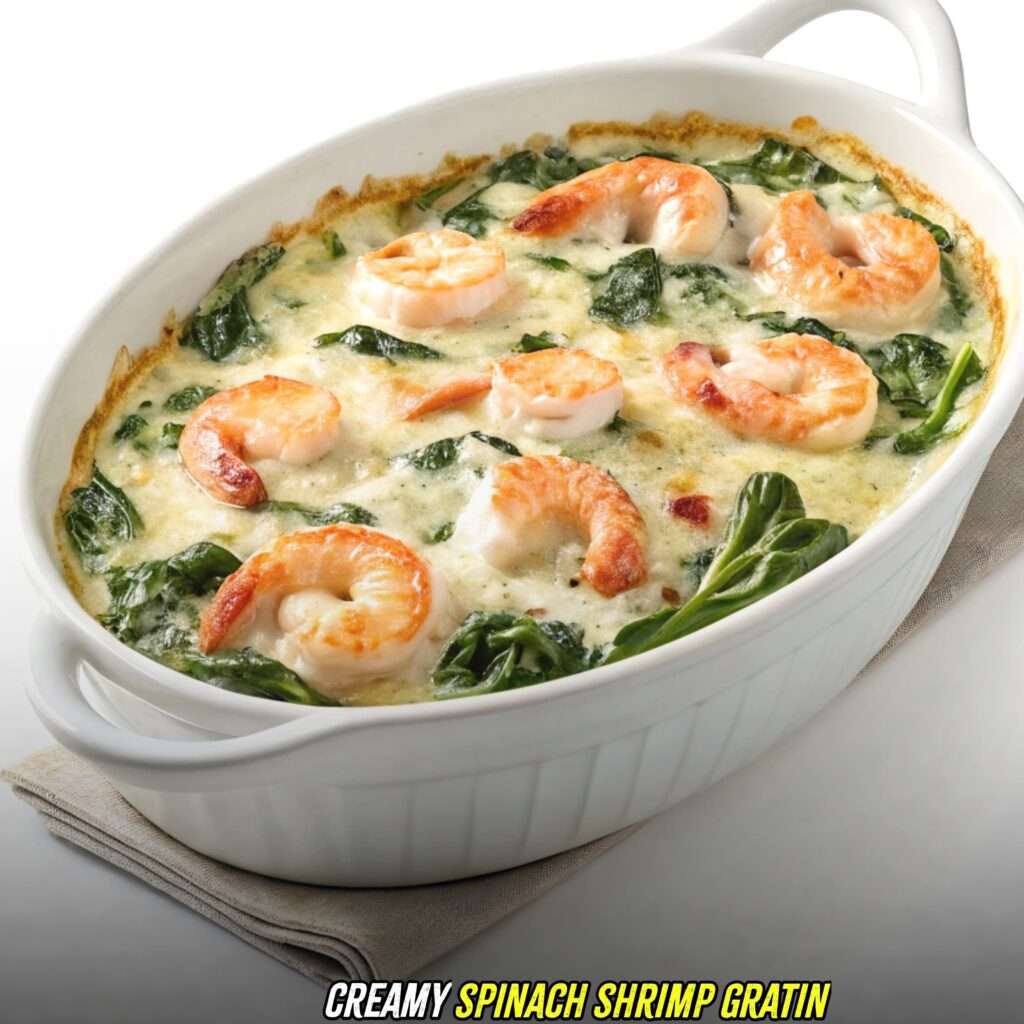 Creamy Spinach Shrimp Gratin