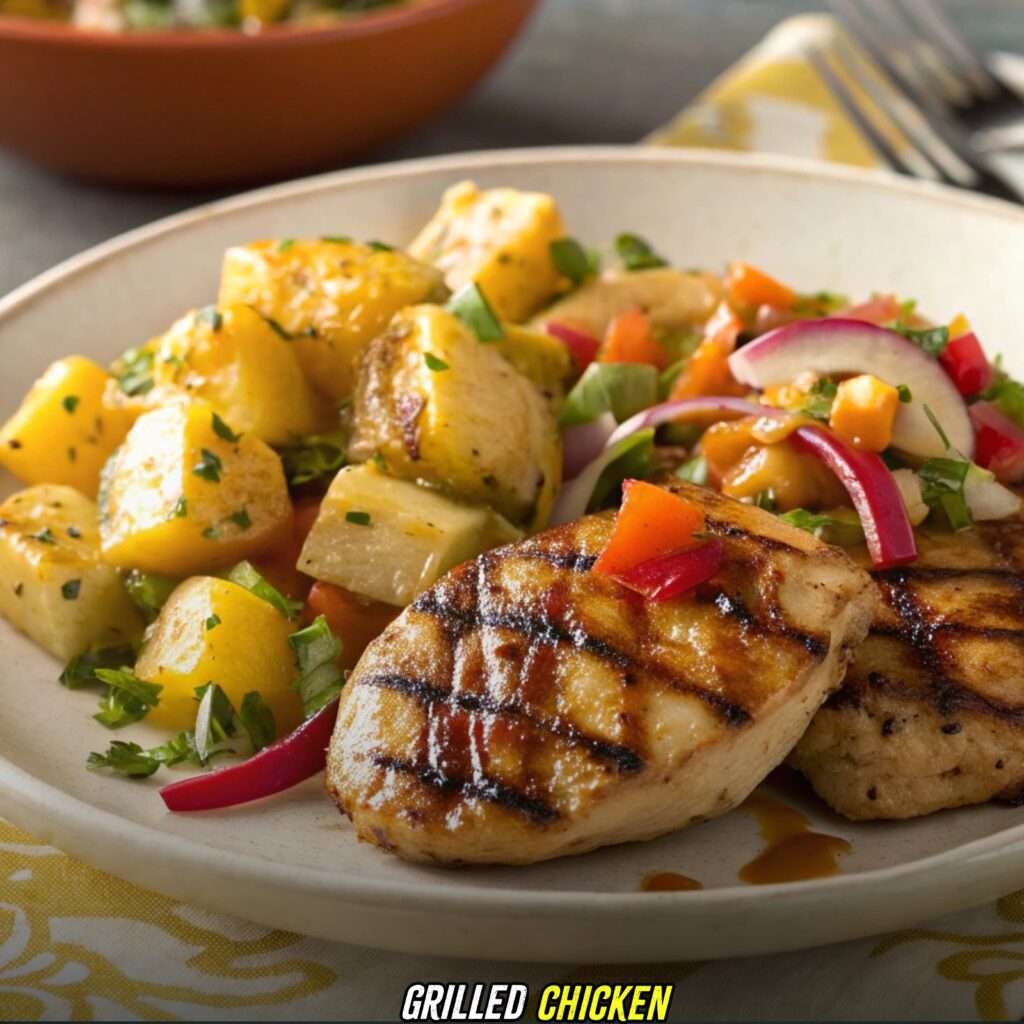 grilled chicken with potato salad