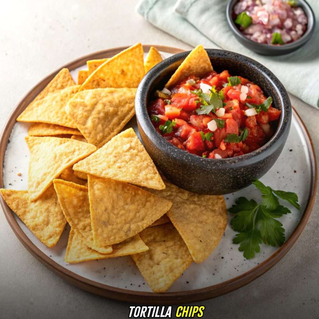 Tortilla Chips with molcajete salsa