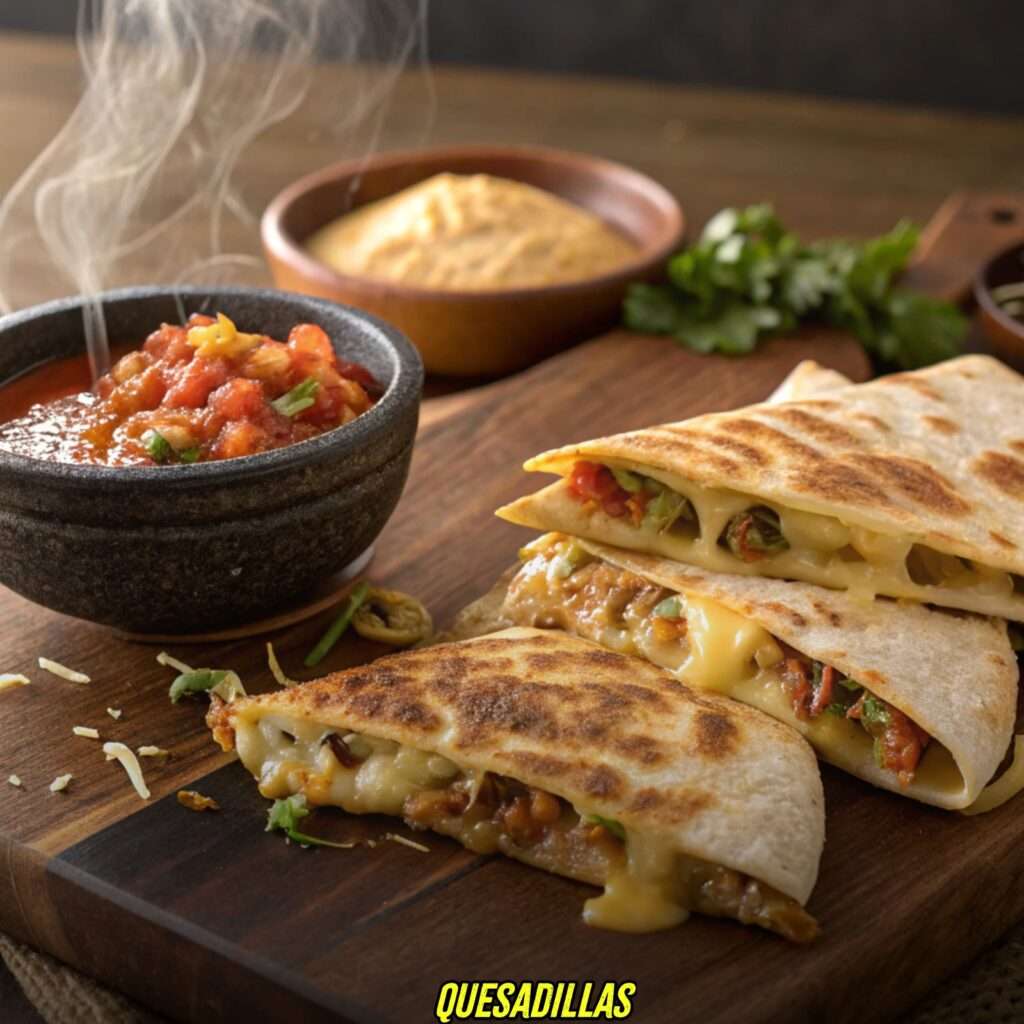 Quesadillas with molcajete salsa