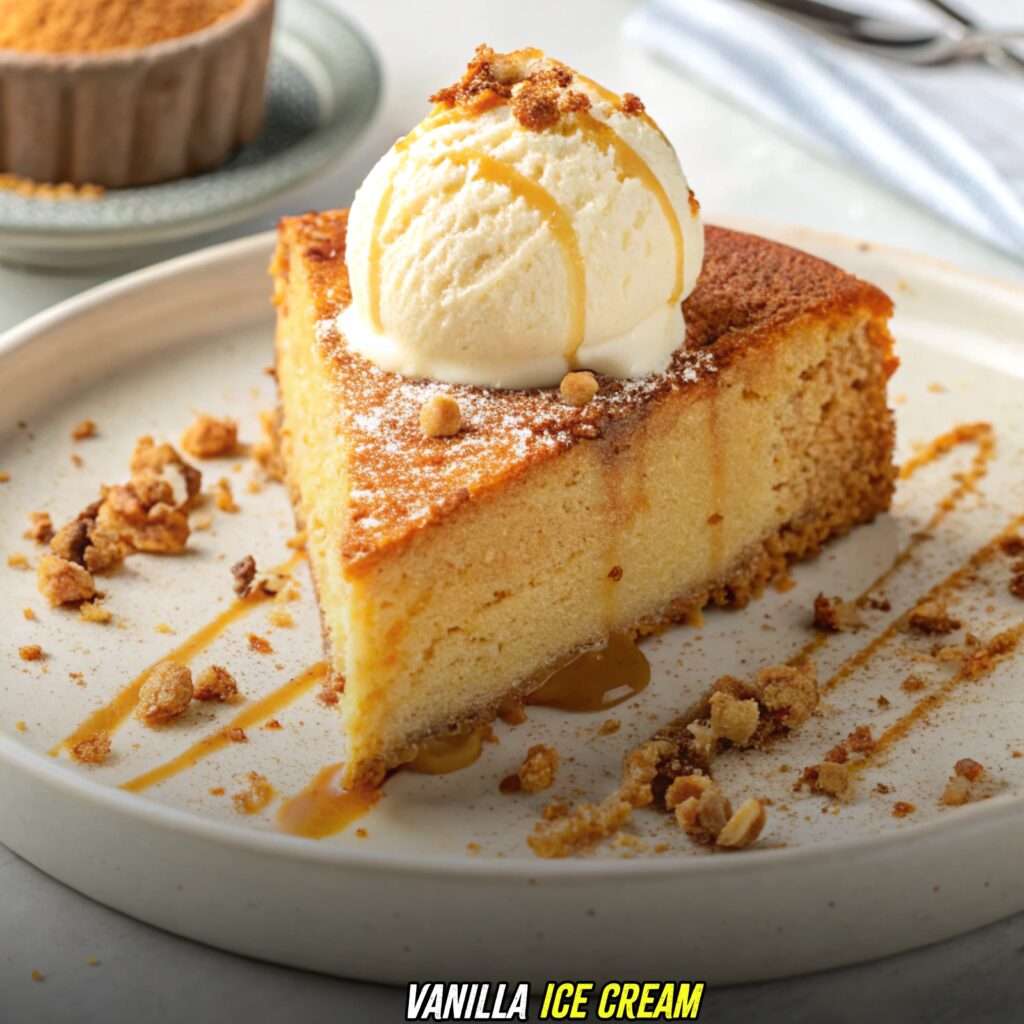 Vanilla Ice Cream with crack cake