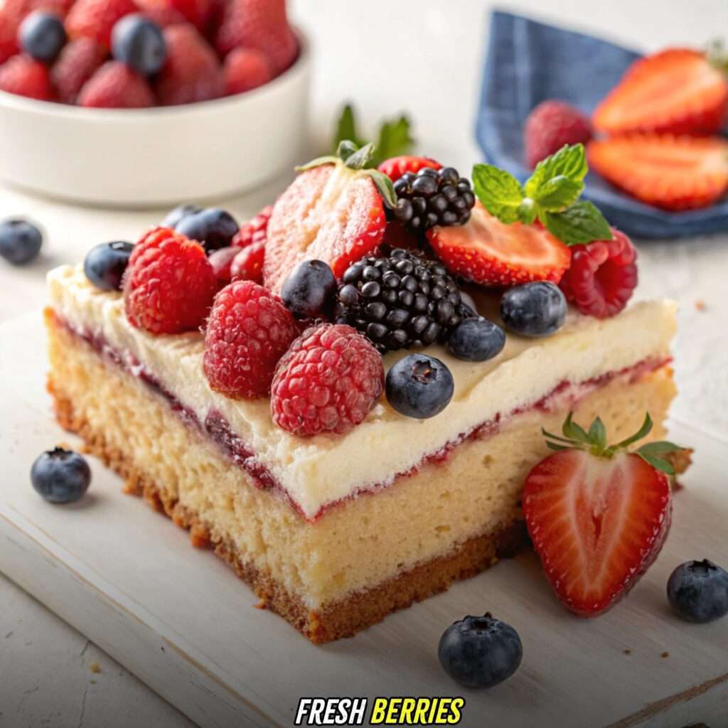 Fresh Berries with crack cake