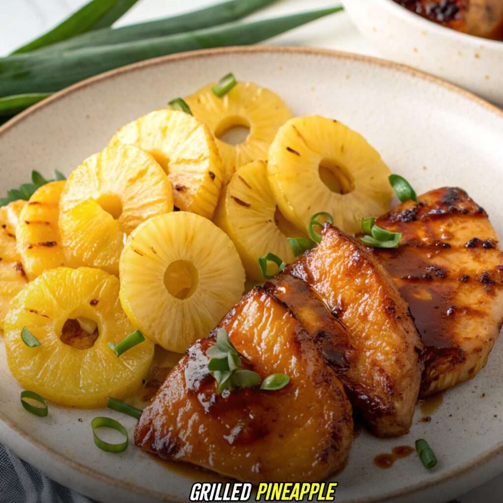 Grilled Pineapple with Sweet Hawaiian Crockpot Chicken