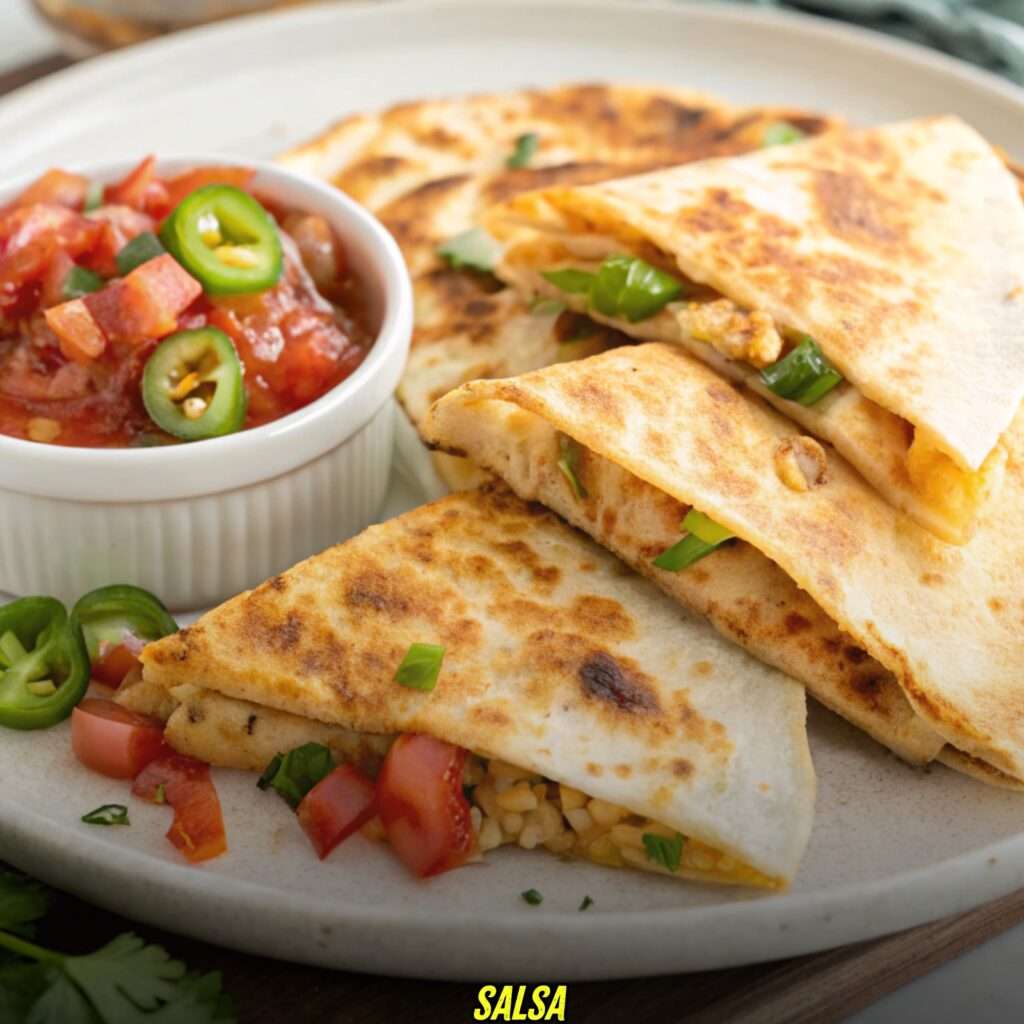 salsa with Chicken Fajita Quesadillas