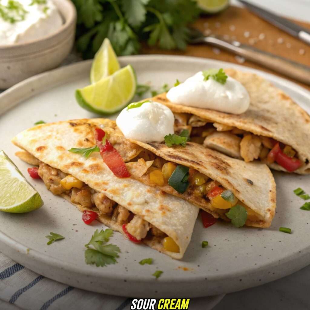 Sour Cream with Chicken Fajita Quesadillas