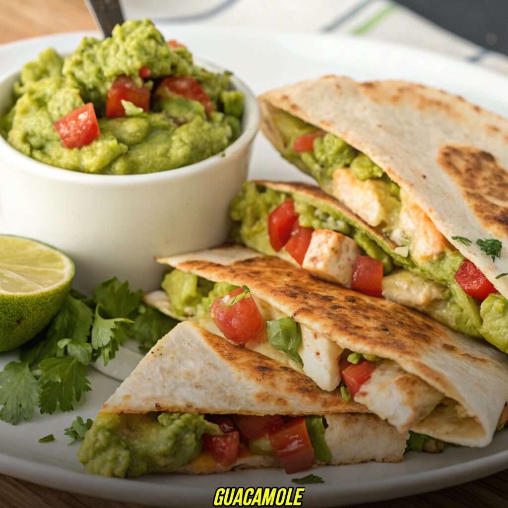 Guacamole with Chicken Fajita Quesadillas