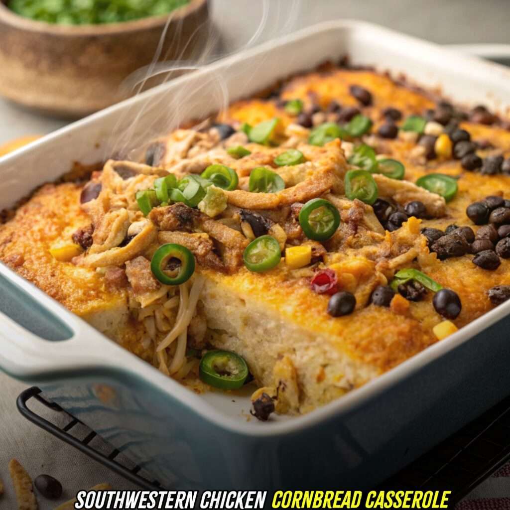 Southwestern Chicken Cornbread Casserole