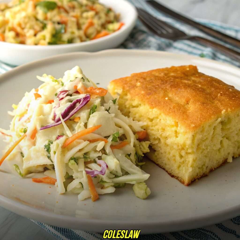 coleslaw with cowboy cornbread casserole