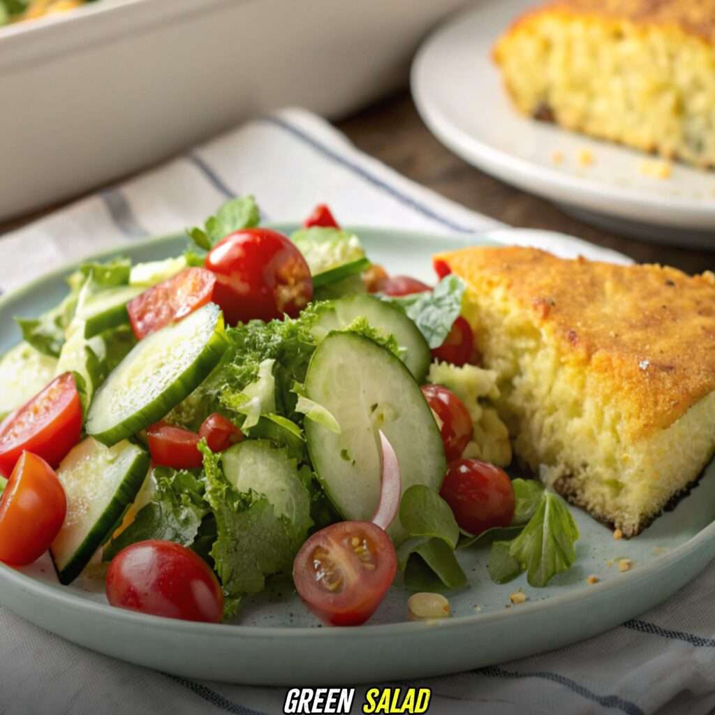 Green Salad with cowboy cornbread casserole