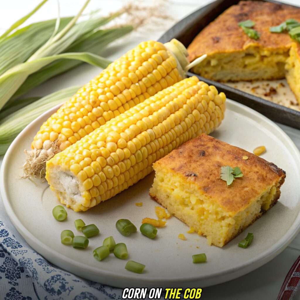 Corn on the Cob with cowboy cornbread casserole