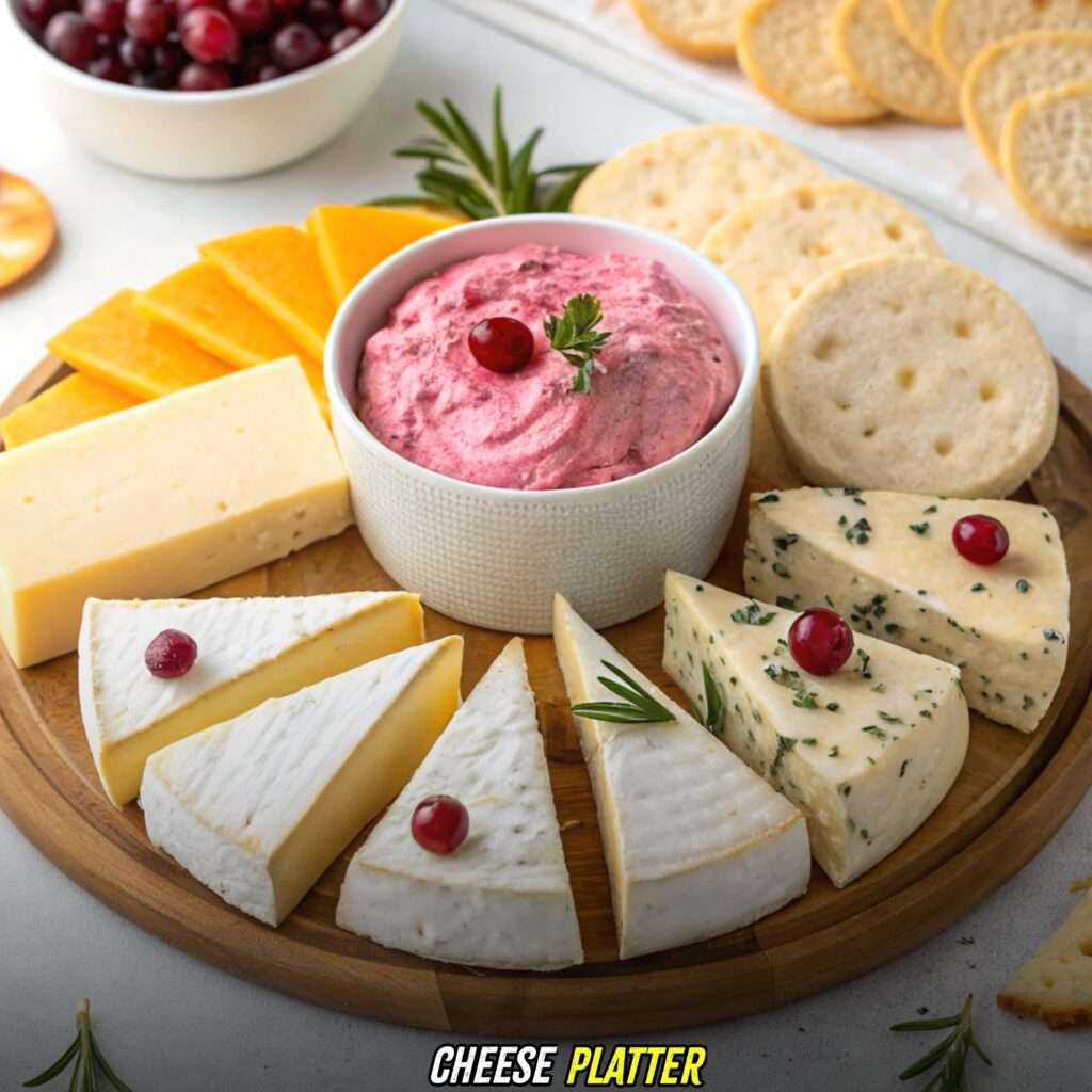 Cheese Platter with Cranberry Whipped Feta Dip