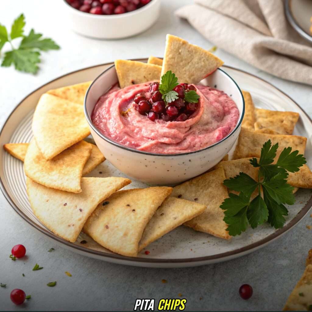 Pita Chips with Cranberry Whipped Feta Dip