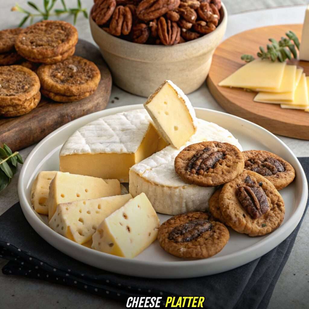 Cheese Platter with Pecan Pie Cookies