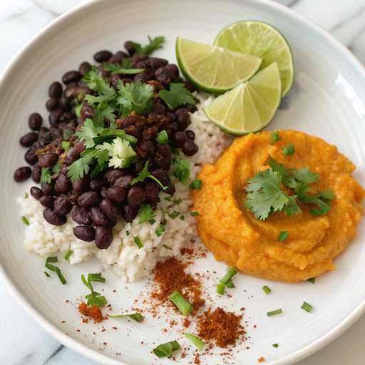 Black Beans and Rice with sweet potato pudding