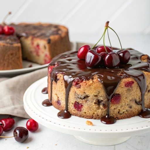 Chocolate Sauce with cherry chip cake