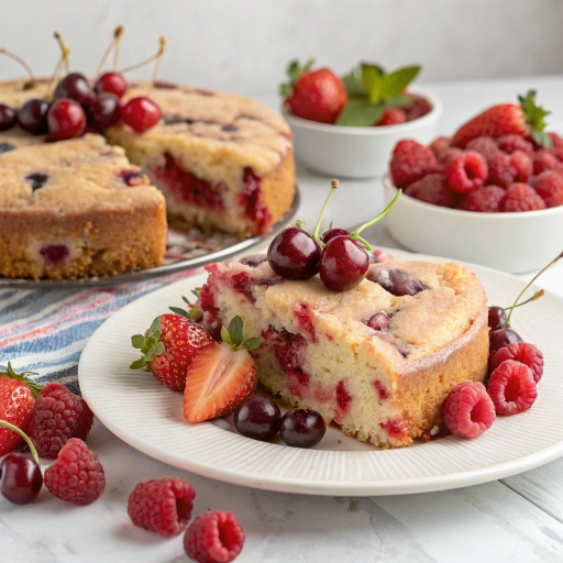 Fresh Berries with cherry chip cake