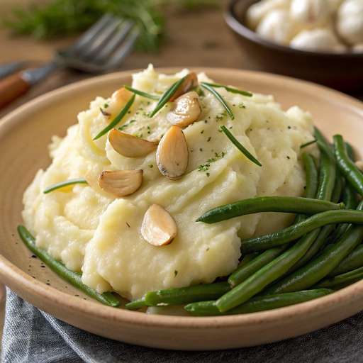 Garlic Mashed Potatoes with romano beans