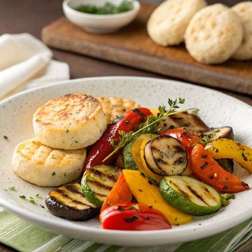 Grilled Vegetables with white lily biscuits