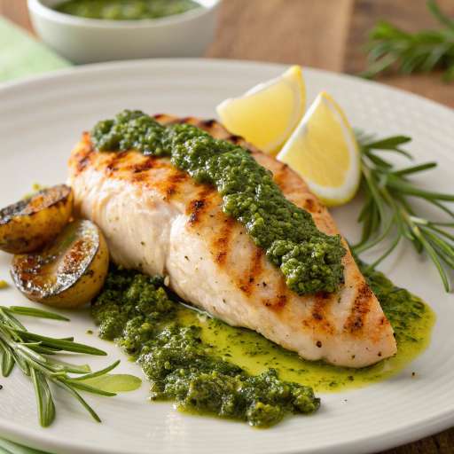 Grilled chicken or fish with Pistachio Pesto